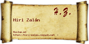 Hiri Zalán névjegykártya